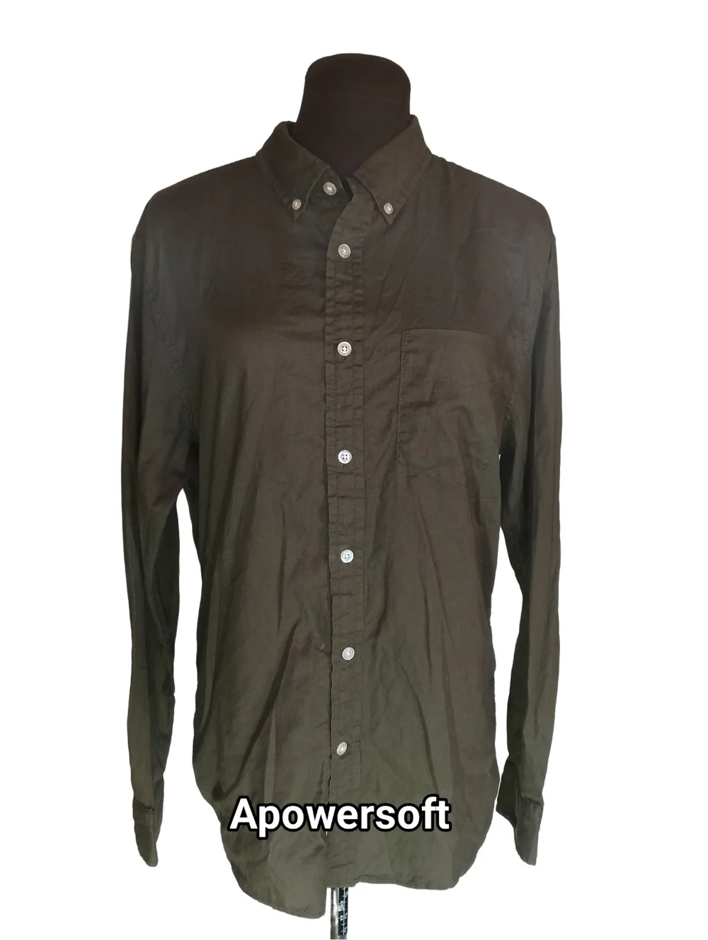 Banana Republic Untucked Slim Fit Moss Green Button Front Shirt Size Medium